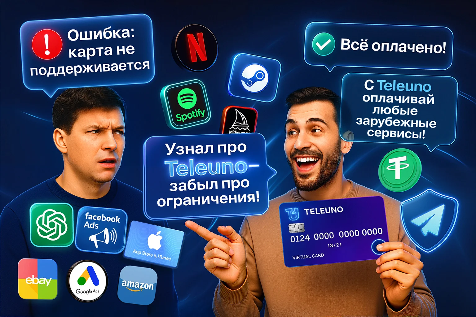 Виртуальная карта для Google Ads и Facebook Ads — настройка оплаты